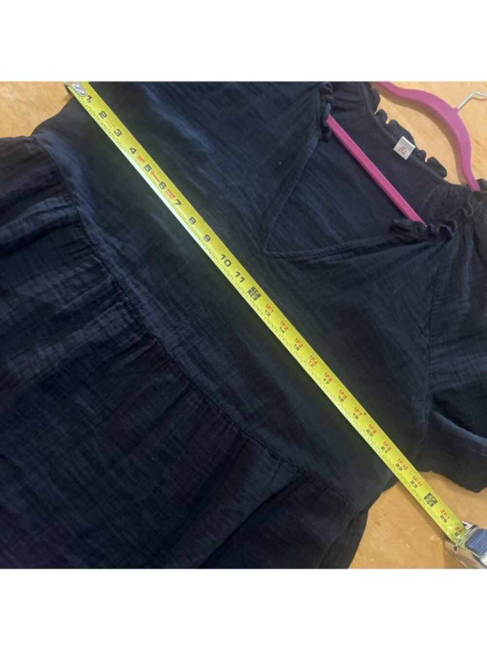 Old Navy Sz Xl Black Pockets Flutter Sleeve Crinkle Gauze Mini Swing Dress - Picture 8 of 12